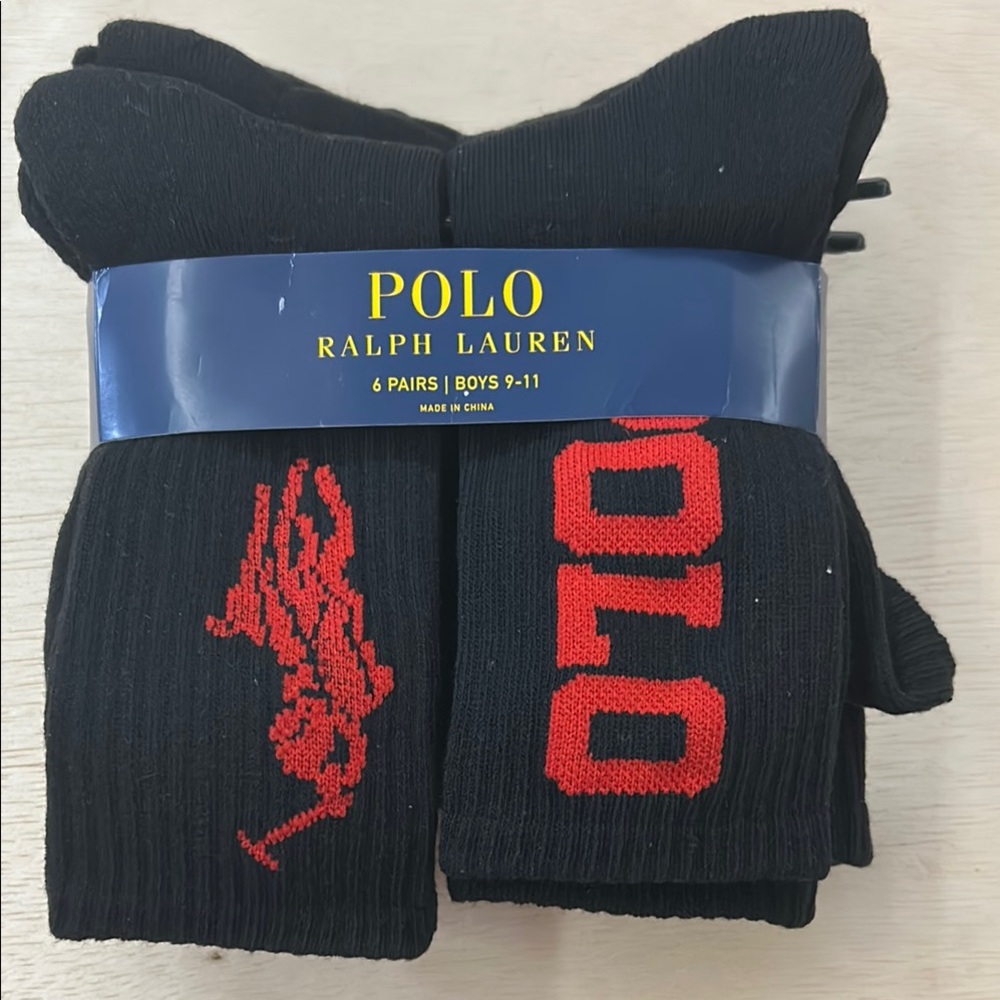 Polo by Ralph Lauren Black Socks for Boys size 9-11